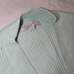 LOFT Green Cardigan with Chunky Knit and Wide Shawl Collar
